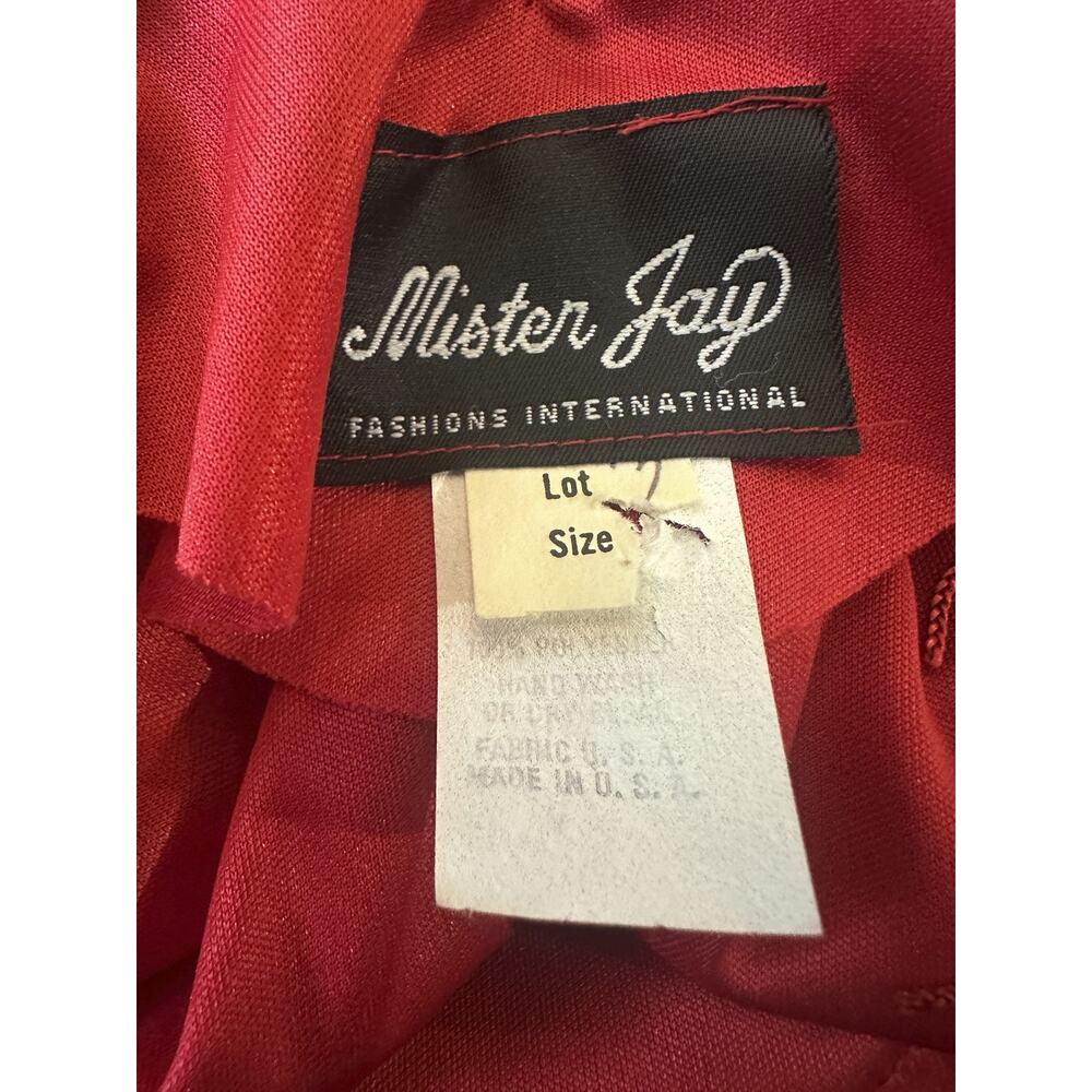 VTG 70s 80s Mister Jay Fringe Dress Red V-Neck No Size Party Holiday Flapper L - Picture 11 of 15